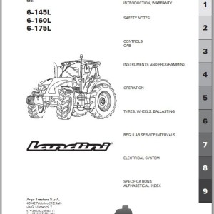 Landini 6-145L 6-160L 6-175L Maintenance Operators Manual 6527620M2