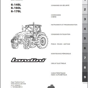Landini 6-145L 6-160L 6-175L Maintenance Operators Manual 6527621M2