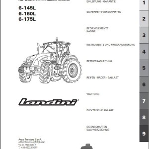 Landini 6L Series 6-145L 6-160L 6-175L Maintenance Operator Manual 6527623M2