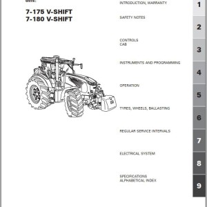 Landini 7-175 7-180 V-SHIFT Maintenance Operators Manual 6720609A2