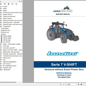 Landini 7-210 7-230 7-240 V-SHIFT Service Manual 6686753A4