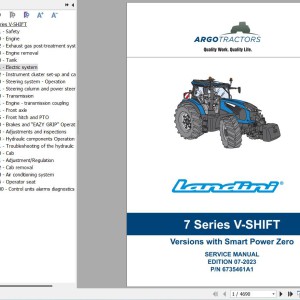 Landini 7-210 7-230 7-240 V-SHIFT Service Manual 6735461A1