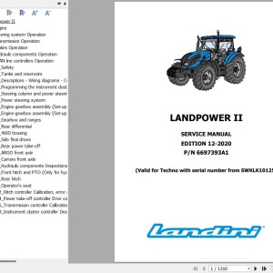 Landini LANDPOWER II 125 135 145 165 Service Manual 6697393A1