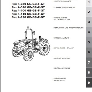 Landini Rex 4-080 4-090 4-100 4-110 4-120 GE GB F GT Maintenance Operator Manual 6695508A1