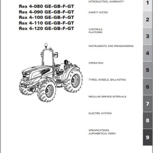 Landini Rex 4-080 4-090 4-100 4-110 4-120 GE GB F GT Maintenance Operators Manual 6695502a1