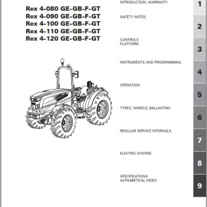 Landini Rex 4-80 4-90 4-100 4-120 GE GB GT Maintenance Operators Manual 6695502A1