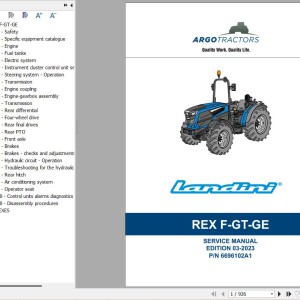 Landini Rex 80F 90F 100F 120F Service Manual 6696102A1