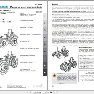 Landini SUPER 85 90 95 100 110 115 120 Maintenance Operators Manual 6720158A1