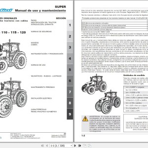 Landini Super 90 100 110 115 120 Maintenance Operators Manual 6720177A1 ES