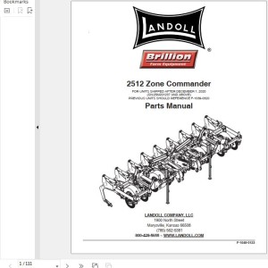 Landoll 2512 Zone Commander Parts Manual F-1048-0123