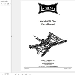 Landoll 6231 Tandem Disc Harrow Parts Manual F-833-0820