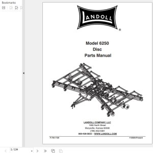 Landoll 6250 Tandem Disc Harrow Parts Manual F-1059-0820