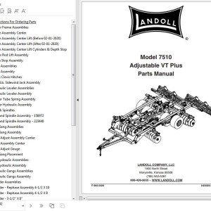 Landoll 7510 Adjustable VT Plus Parts Manual F-964-0420
