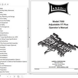 Landoll 7550 Adjustable VT Plus Operator's Manual F-987-0222