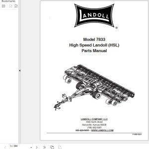 Landoll 7833 High Speed Landoll (HSL) Parts Manual F-895-0221