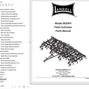 Landoll 9630FH Field Cultivator Parts Manual F-1106-0722