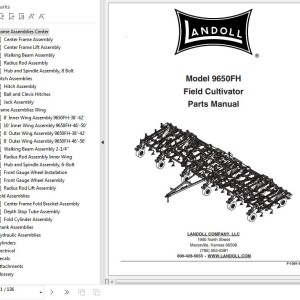 Landoll 9650FH Field Cultivator Parts Manual F-1091-0722