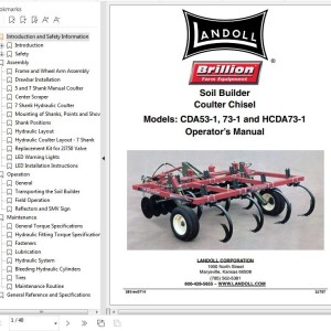 Landoll CDA53-1 73-1 And HCDA Soil Builder Coulter Chisel Operator’s Manual 2J757