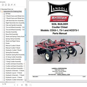 Landoll CDA53-1 73-1 And HCDA Soil Builder Coulter Chisel Parts Manual 3J161