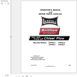 Landoll CPPR2-5 CPPS2-5 CPPR2-7 CPPS2-7 Tow-Bar Chisel Plow Operator’s Manual& Repair Parts Catalog 9D990