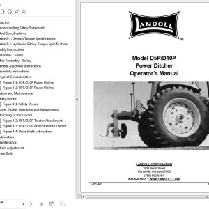Landoll D5P D10P Power Ditcher Operator's Manual F-351-0411