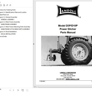 Landoll D5P D10P Power Ditcher Parts Manual F-353-0411
