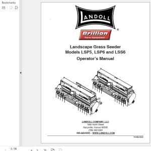 Landoll LSP5 LSP6 LSS6 Landscape Grass Seeder Operator’s Manual 7K458-0222
