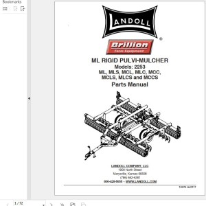 Landoll ML MLS MCL MLC MCC MCLS MLCS MCCS 2553 ML Rigid Pulvi-Mulcher Parts Manual 1K975rev0117A