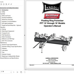Landoll PFT10 Through PFT18 Floating Ring Pulverizer Operator's Manual 5K089rev0215