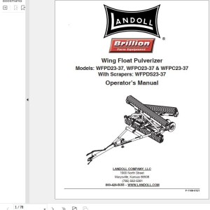 Landoll PWFPD23-37 WFPO23-37 & WFPC23-37 Wing Floating Pulverizer Operator's Manual F-1108-0121