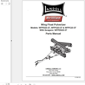 Landoll PWFPD23-37 WFPO23-37 & WFPC23-37 Wing Floating Pulverizer Parts Manual F-1109-1121