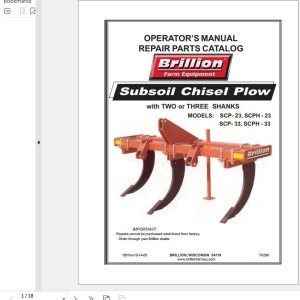 Landoll SCP-23 SCPH-23 SCP-33 SCPH-33 Subsoil Chisel Plow Operator’s Manual And Parts Catalog 7K299