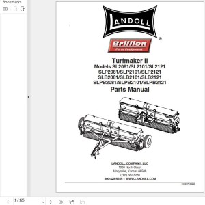 Landoll SL2081 To SLPB2121 Turfmaker II Parts Manual 9K997-0522