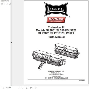 Landoll SL3081 To SLP3121 Turfmaker III Parts Manual 1P123-0522