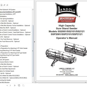 Landoll SS2081 SS2101 SS2121 SSP2081 SSP2101 SSP2121 High Capacity Sure Stand Seeder Operator’s Manual 1P126-0522