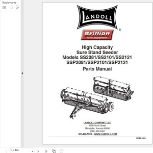 Landoll SS2081 SS2101 SS2121 SSP2081 SSP2101 SSP2121 High Capacity Sure Stand Seeder Parts Manual 1P125-0522