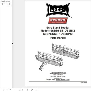 Landoll SSSB8 SSB10 SSB12 SSBP8 SSBP10 SSBP12 Sure Stand Seeder Parts Manual 1P481-0123