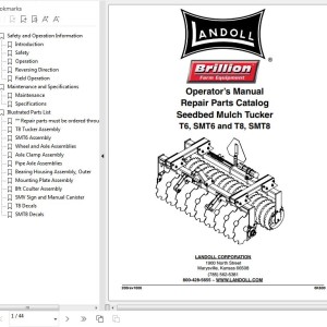 Landoll T6 SMT6 AND T8 SMT8 Seedbed Mulch Tucker Operator’s Manual And Parts Catalog 6K600