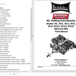 Landoll WL 2603 And 3003 Folding Pulvi-Mulcher Parts Manual 1K064