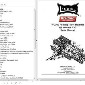 Landoll WL360-30' Folding Pulvi-Mulcher Parts Manual 9J578-0822