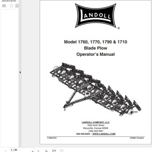 Landoll 1760 1770 1790 And 1710 Blade Plow Operator’s Manual F-920-0721