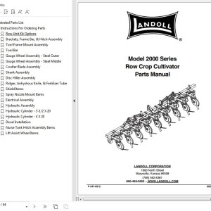 Landoll 2000 Series Row Crop Cultivator Parts Manual F-247-0512