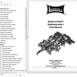 Landoll 2410AFG Weatherproofer I Parts Manual F-890-0916