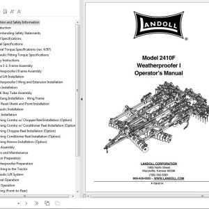 Landoll 2410F Weatherproofer I Operator’s Manual F-735-0114