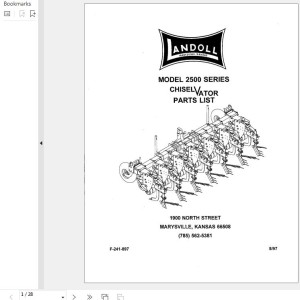 Landoll 2500 Series Chiselvator Parts List F-241-897