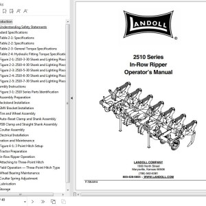 Landoll 2510 Series In-Row Ripper Operator’s Manual F-729-0414