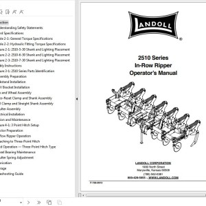 Landoll 2510 Series In-Row Ripper Operator’s Manual F-729-0913