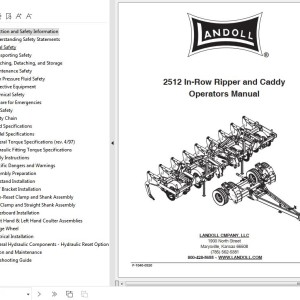 Landoll 2512 In-Row Ripper And Caddy Operator’s Manual F-1040-0320