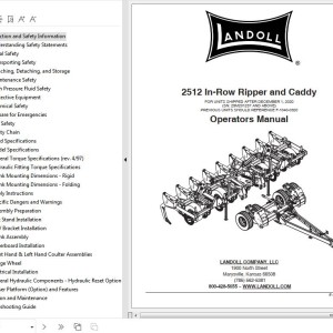 Landoll 2512 In-Row Ripper And Caddy Operator’s Manual F-1040-0421