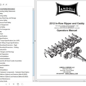 Landoll 2512 In-Row Ripper And Caddy Operator’s Manual F-1040-0522